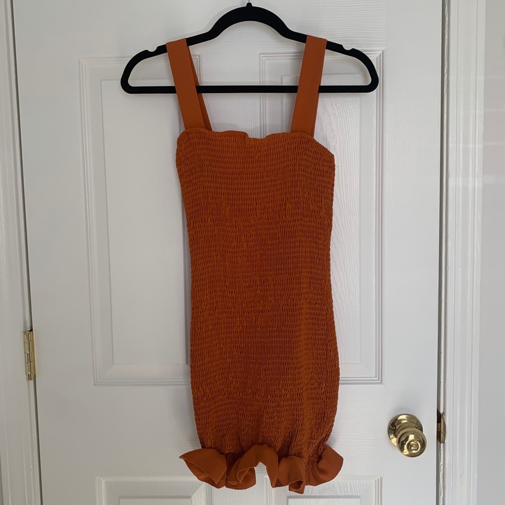 Orange Bodycon Ruffle Mini Dress